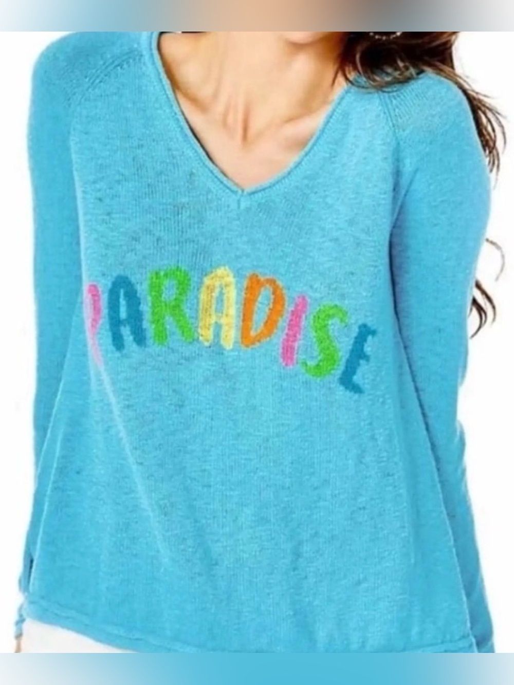 Lilly Pulitzer Danette V-Neck "Paradise" Sweater - Size S
